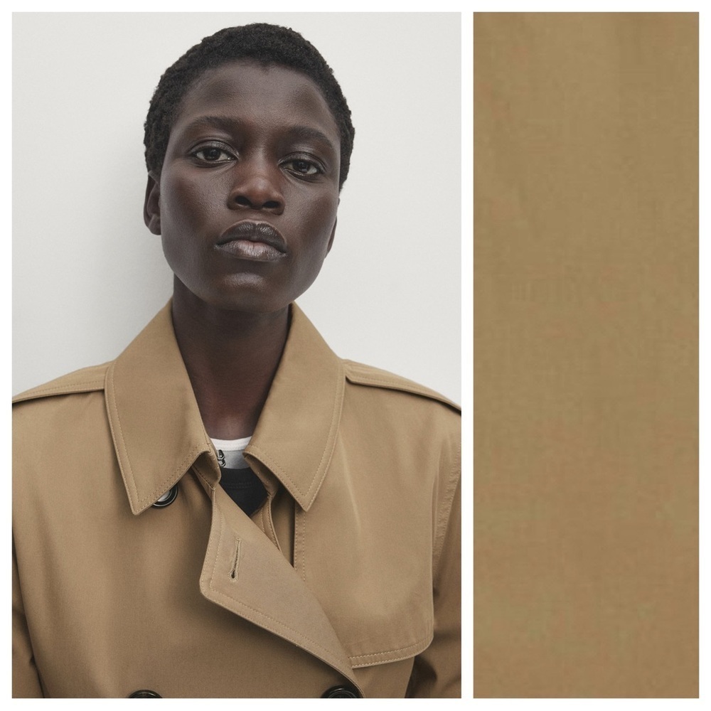 NWT. Massimo Dutti Tan 100% Cotton Long Trench Coat with Belt. Size XS. - Picture 4 of 14
